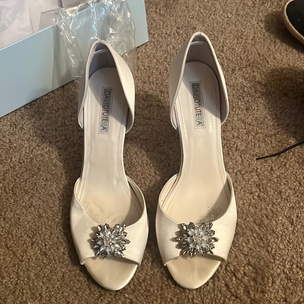 David Tutera White Bridal Heels